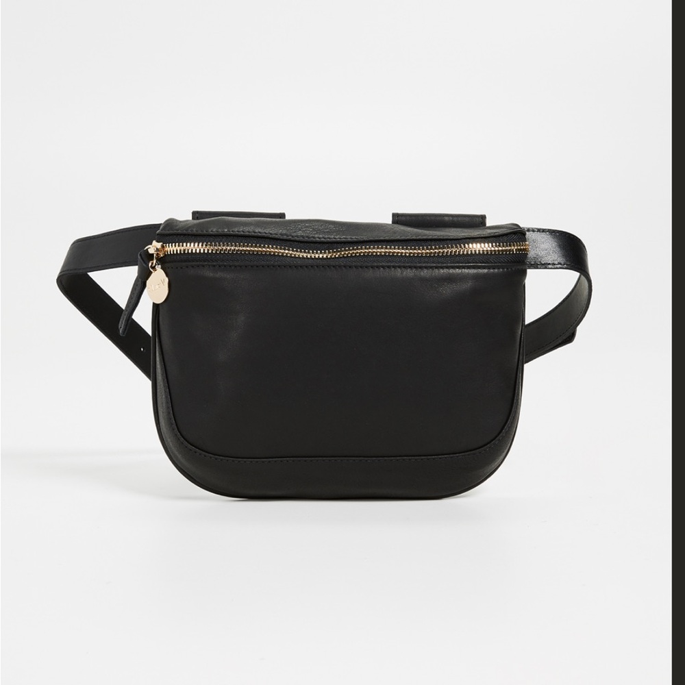 Clare V Black Leather Bag Crossbody/ Fanny Pack with Gold Zipper